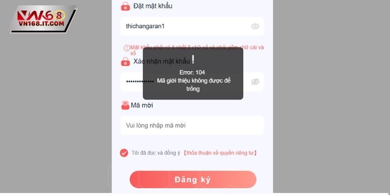Kiểm tra và đặt lệnh đăng ký VN168 nhanh